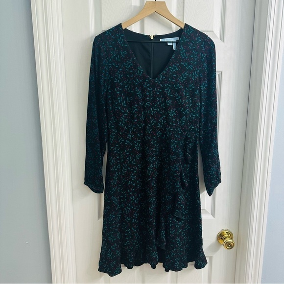 Draper James Dress Mini Long Sleeve Floral Black Green Dainty Work 4 Small - Picture 4 of 8